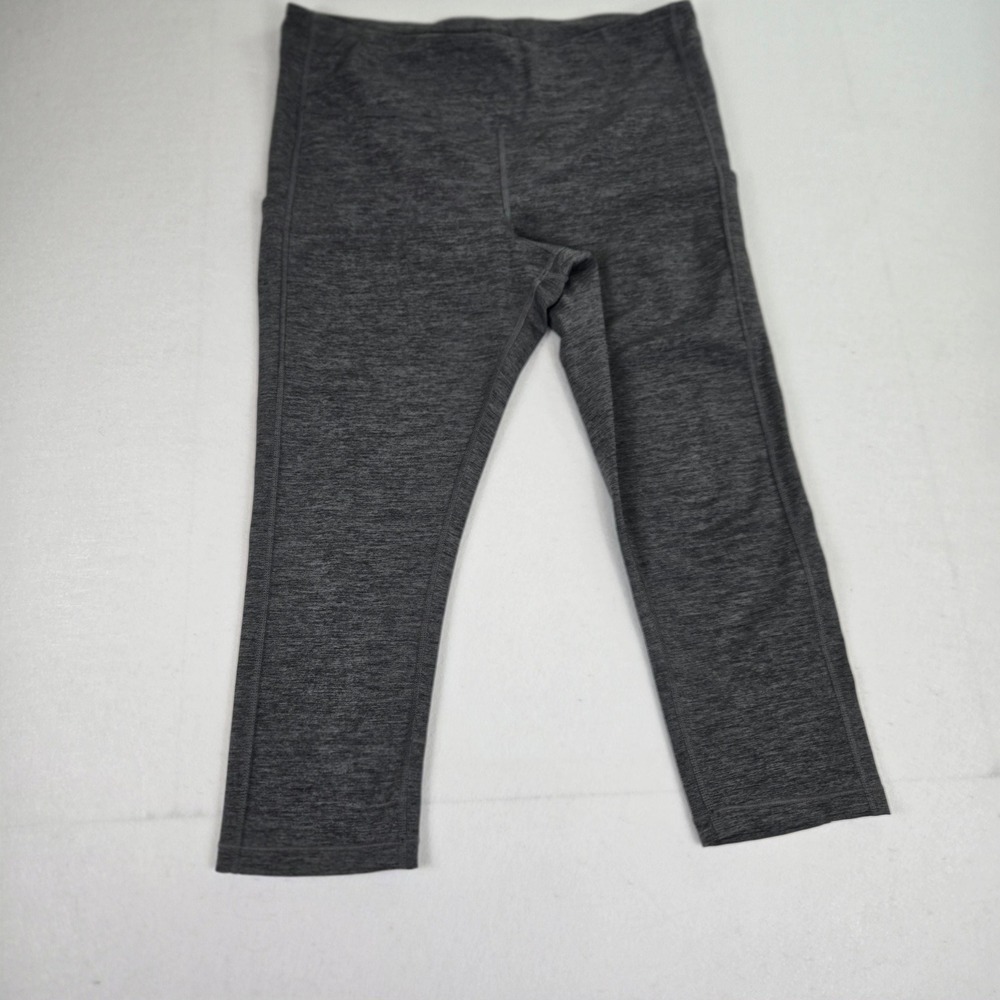 Athleta Ultimate Stash Pocket Capri Women L Gray Heathered Leggings (B8)